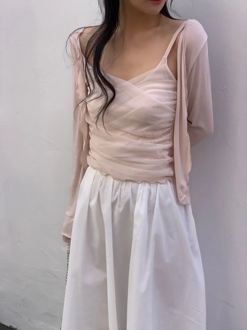 Afarrier - Korean Women Fashion - #momslook - Loro Mesh Cardigan Set - 8