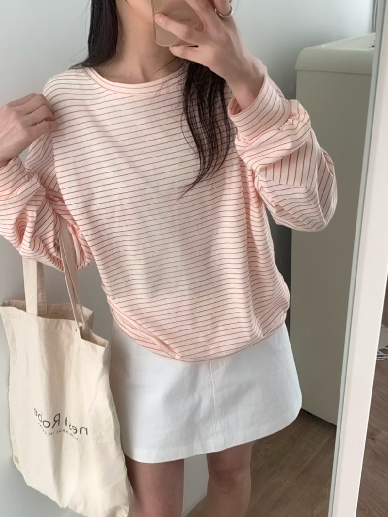 Afarrier - Korean Women Fashion - #momslook - Lily Striped Tee