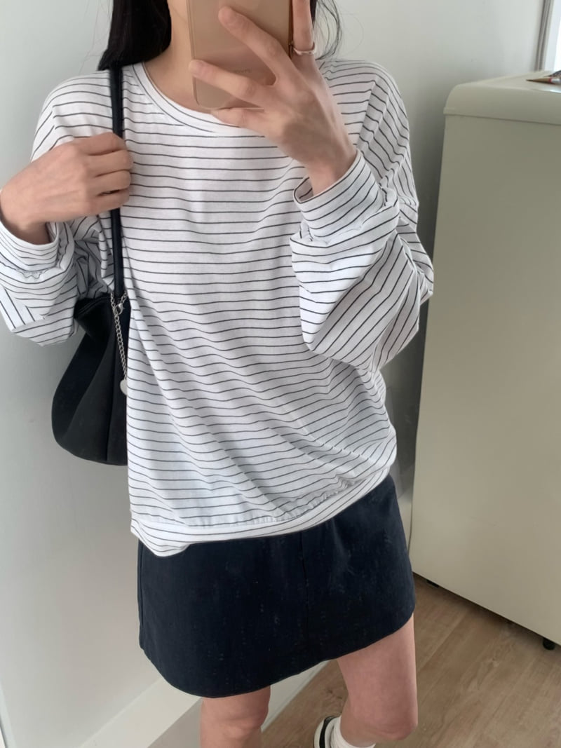 Afarrier - Korean Women Fashion - #momslook - Lily Striped Tee - 9