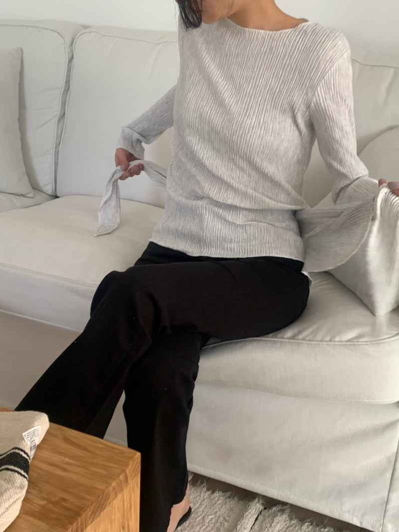Afarrier - Korean Women Fashion - #momslook - Scarf Pleats Blouse - 6