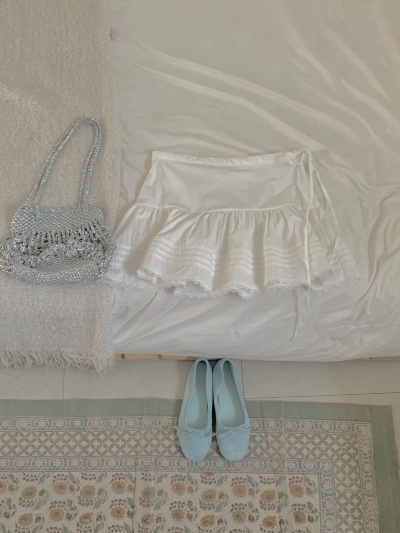 Afarrier - Korean Women Fashion - #momslook - Pansy Pintuck Lace Skirt