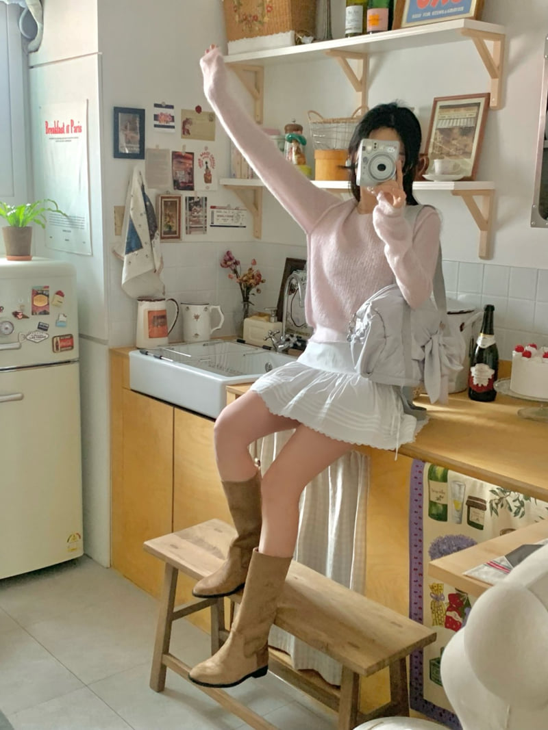 Afarrier - Korean Women Fashion - #momslook - Pansy Pintuck Lace Skirt - 5