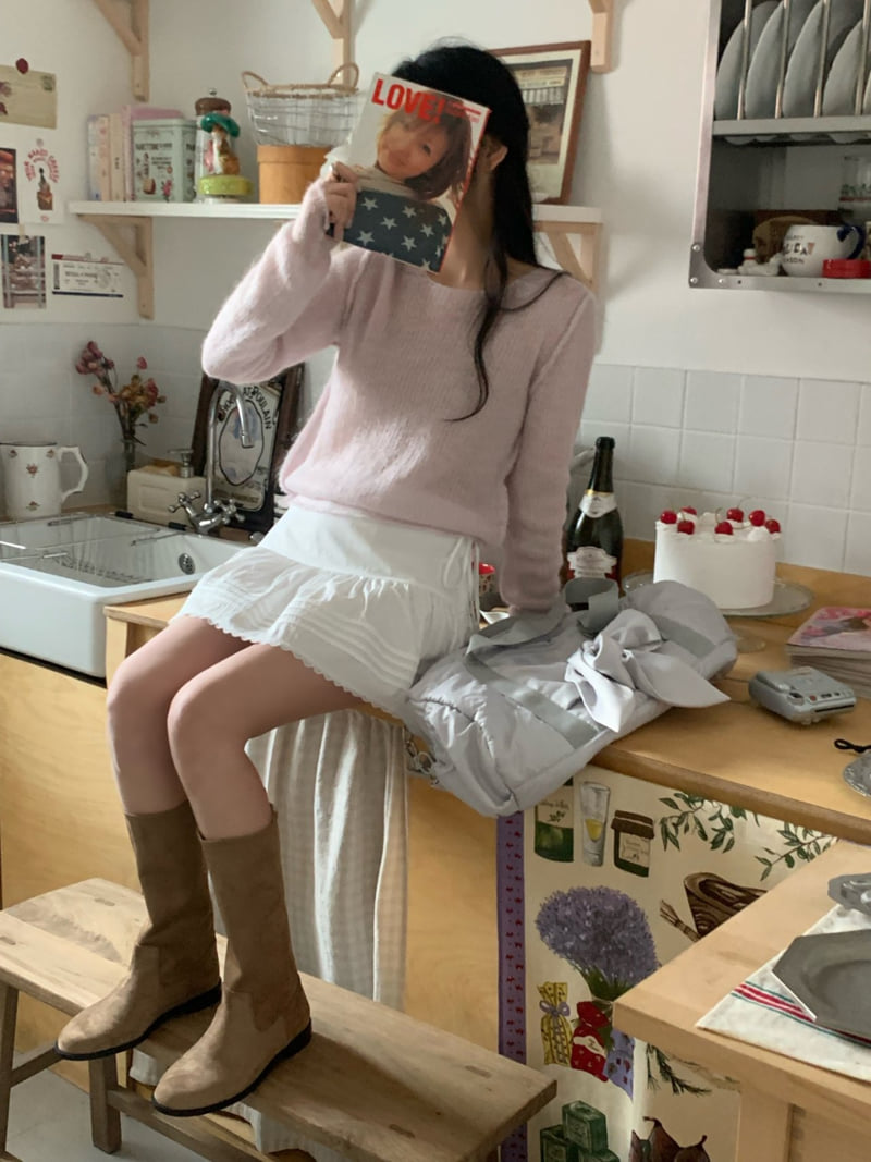 Afarrier - Korean Women Fashion - #momslook - Pansy Pintuck Lace Skirt - 7
