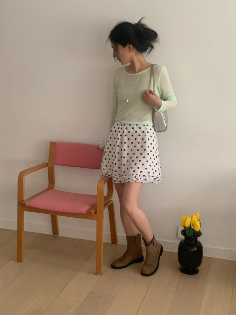 Afarrier - Korean Women Fashion - #momslook - Dot Mini Skirt - 10