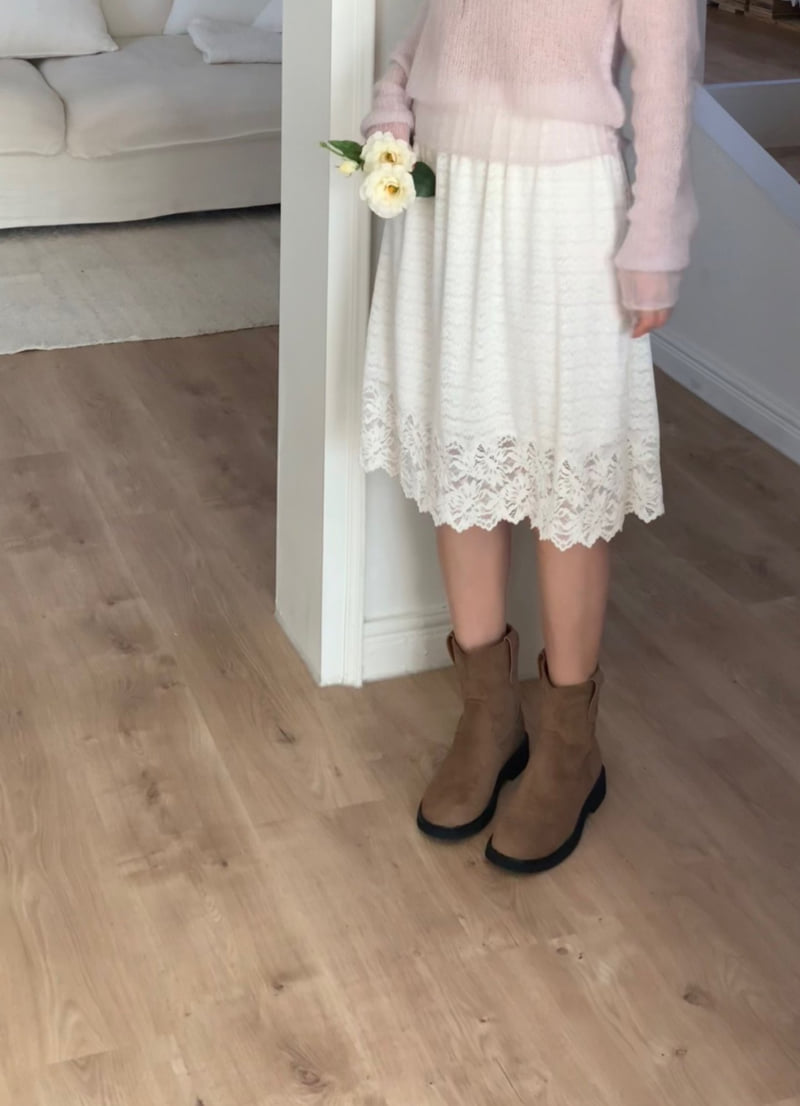 Afarrier - Korean Women Fashion - #momslook - Flower Lace Skirt - 3