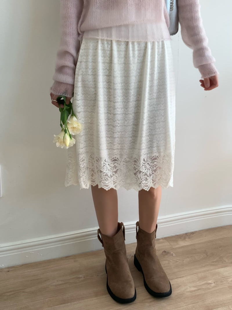 Afarrier - Korean Women Fashion - #momslook - Flower Lace Skirt - 9