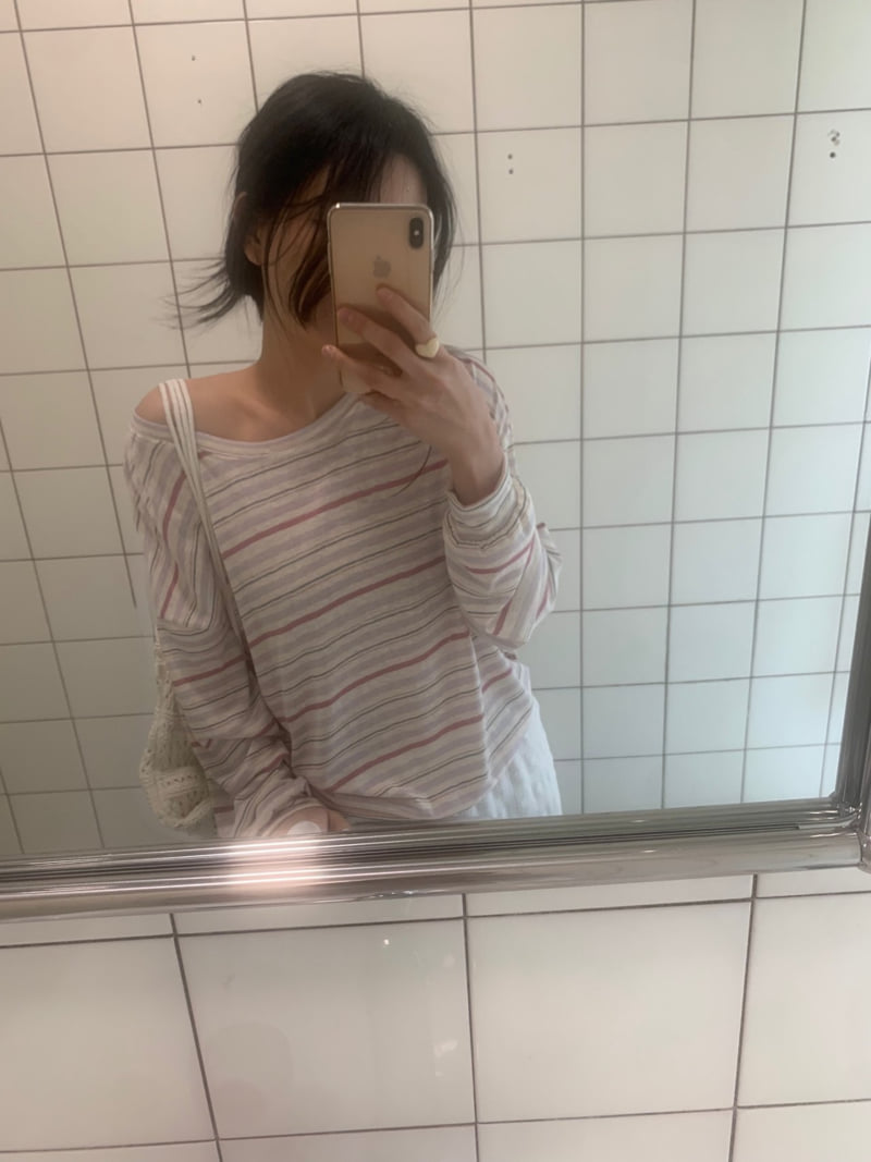 Afarrier - Korean Women Fashion - #womensfashion - Powder Striped Sweatshirt - 4