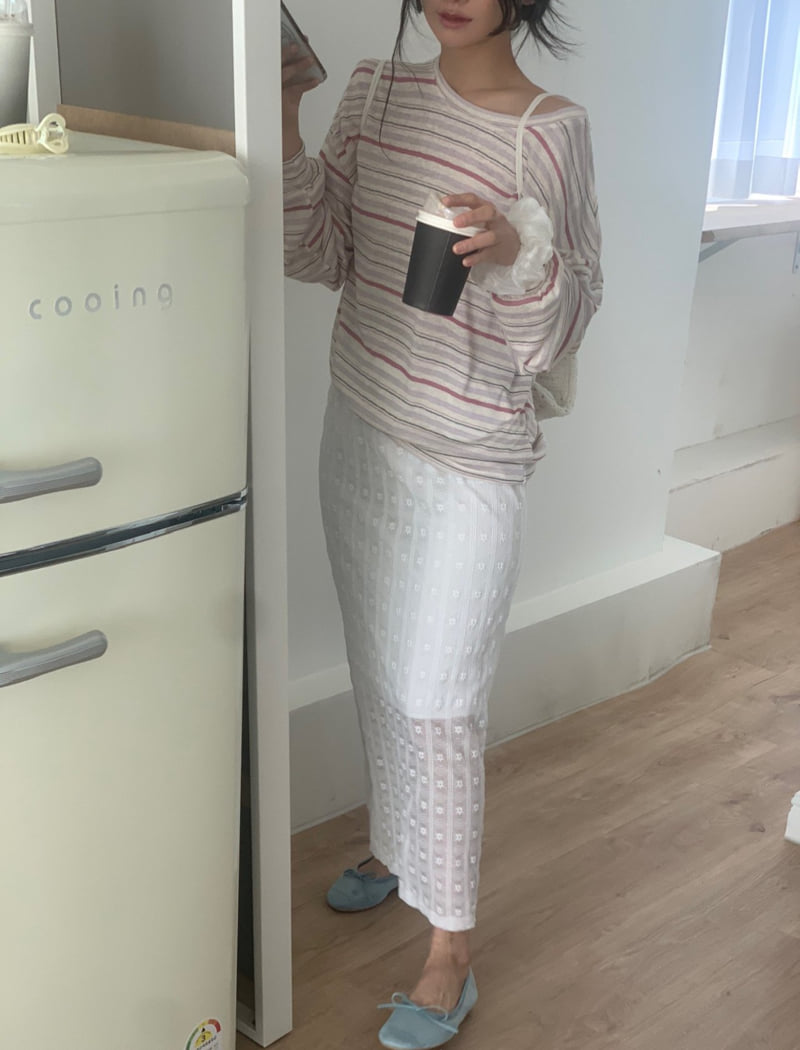 Afarrier - Korean Women Fashion - #momslook - Powder Striped Sweatshirt - 7