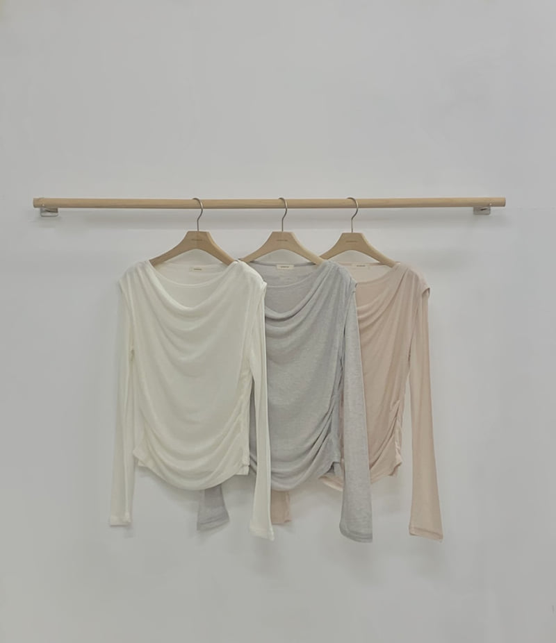 Afarrier - Korean Women Fashion - #thatsdarling - Tone-On-Tone Drape Tee