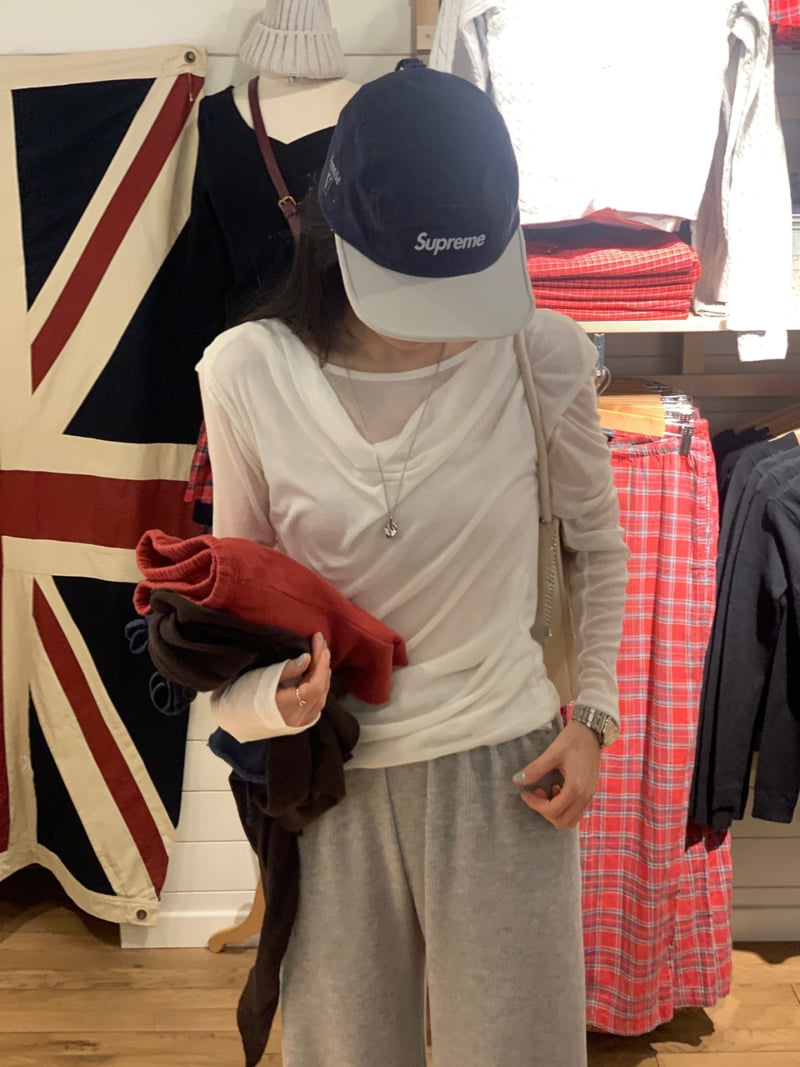 Afarrier - Korean Women Fashion - #thelittlethings - Tone-On-Tone Drape Tee - 2
