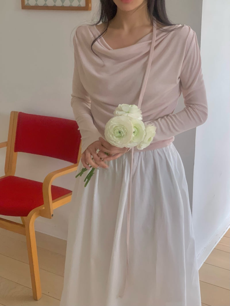 Afarrier - Korean Women Fashion - #womensfashion - Line Drape Tee - 11