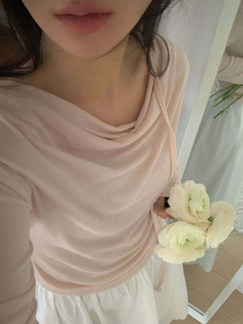 Afarrier - Korean Women Fashion - #womensfashion - Line Drape Tee - 9