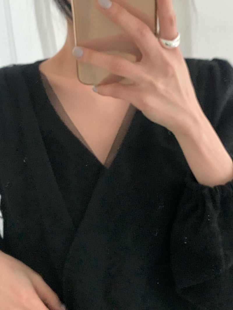 Afarrier - Korean Women Fashion - #womensfashion - Wrap Sheer Blouse - 10
