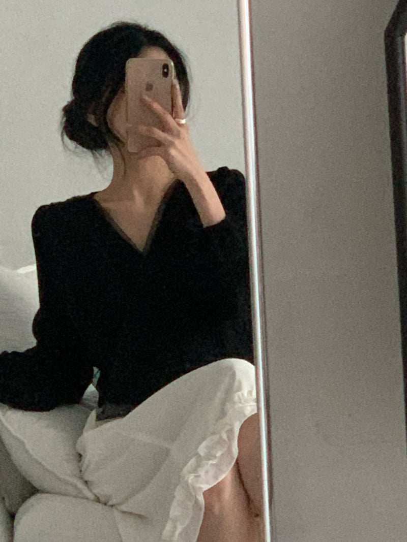 Afarrier - Korean Women Fashion - #womensfashion - Wrap Sheer Blouse - 8