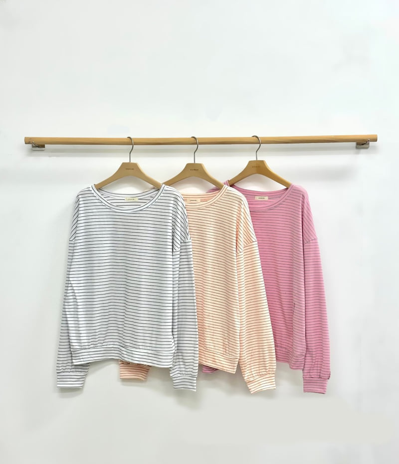 Afarrier - Korean Women Fashion - #womensfashion - Lily Striped Tee - 10