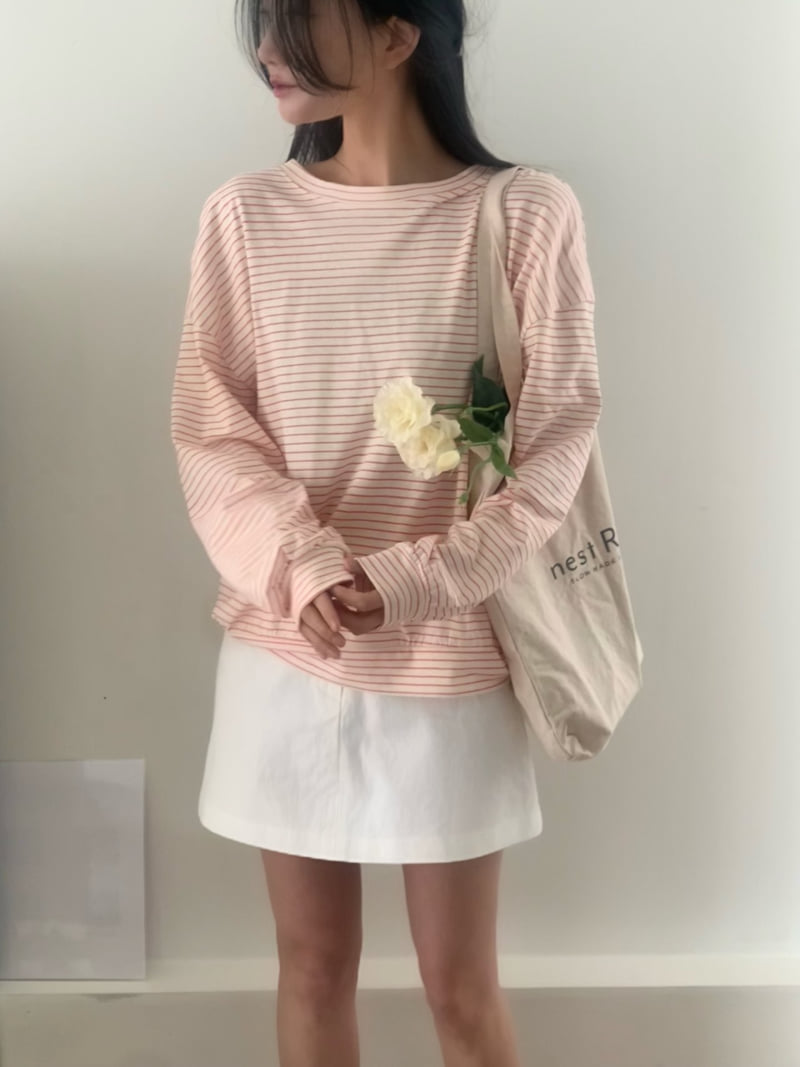 Afarrier - Korean Women Fashion - #womensfashion - Lily Striped Tee - 2