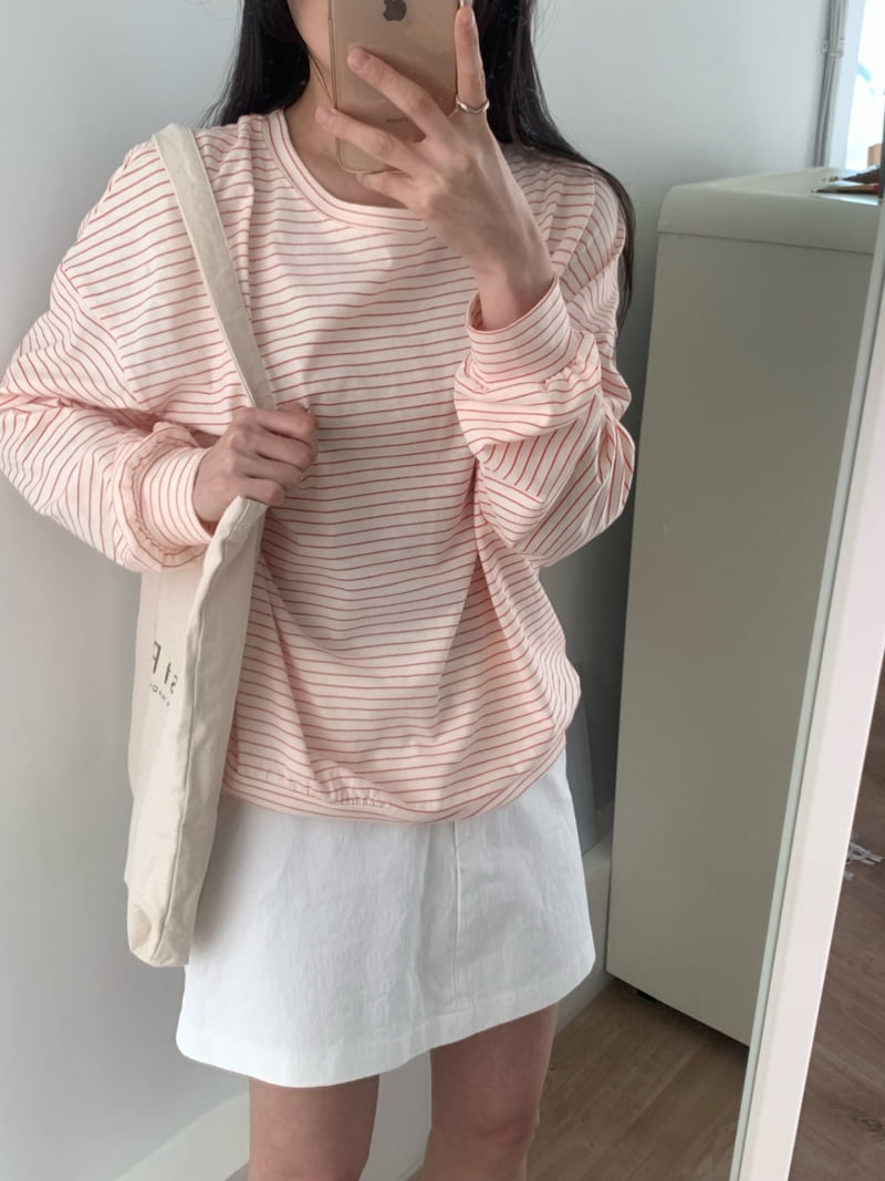 Afarrier - Korean Women Fashion - #momslook - Lily Striped Tee - 4