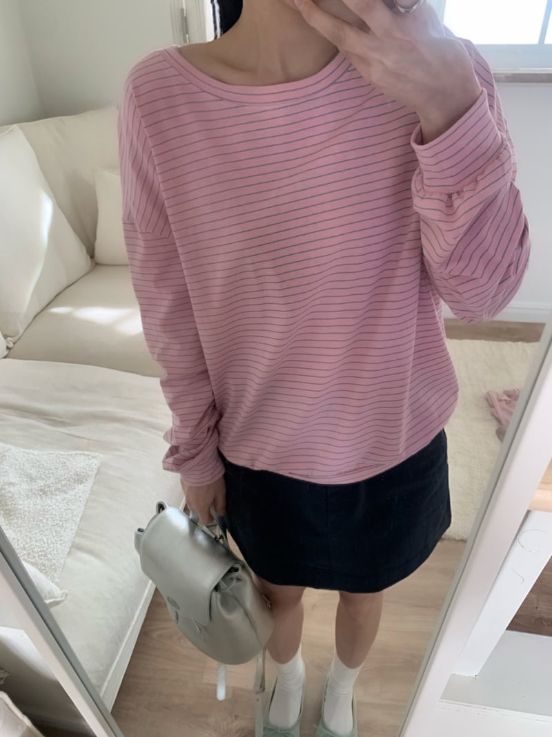 Afarrier - Korean Women Fashion - #womensfashion - Lily Striped Tee - 6