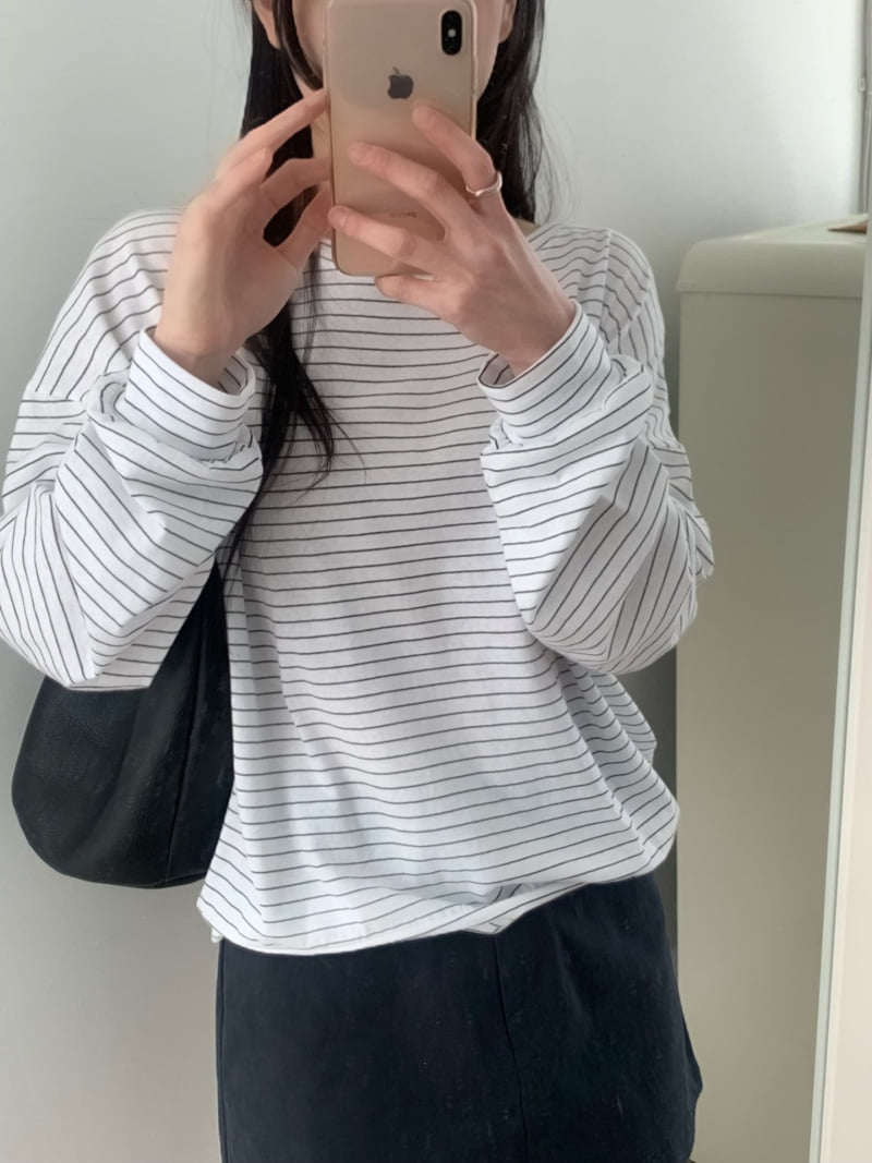 Afarrier - Korean Women Fashion - #womensfashion - Lily Striped Tee - 8