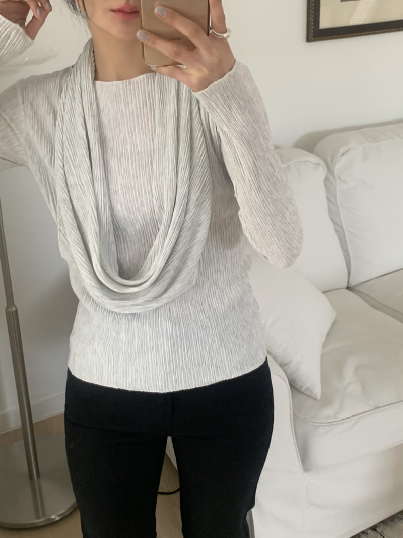 Afarrier - Korean Women Fashion - #womensfashion - Scarf Pleats Blouse - 11
