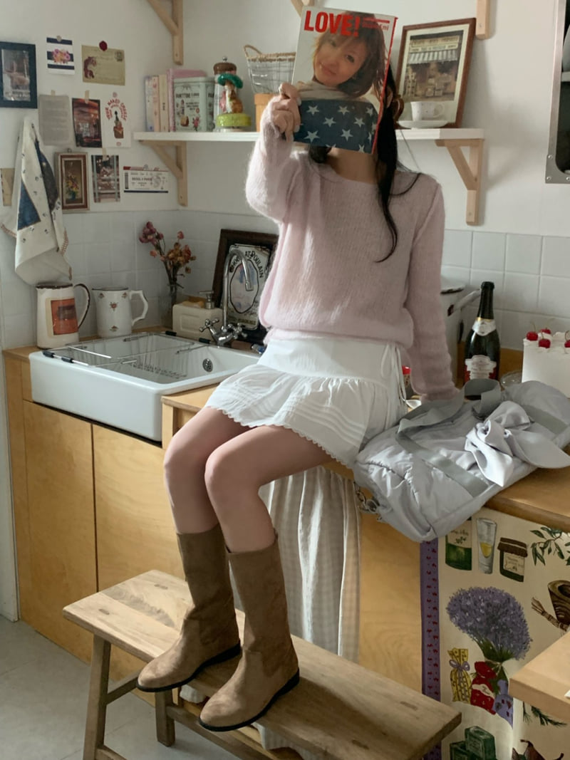 Afarrier - Korean Women Fashion - #momslook - Pansy Pintuck Lace Skirt - 4