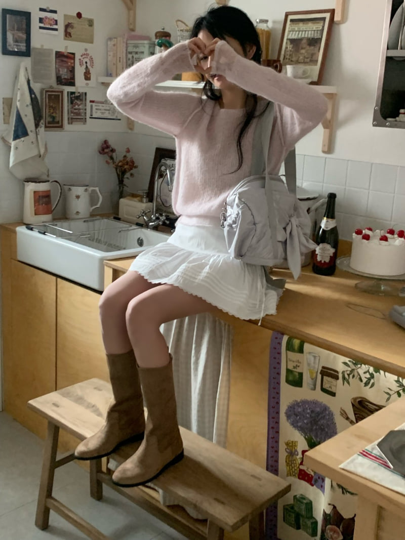 Afarrier - Korean Women Fashion - #womensfashion - Pansy Pintuck Lace Skirt - 8