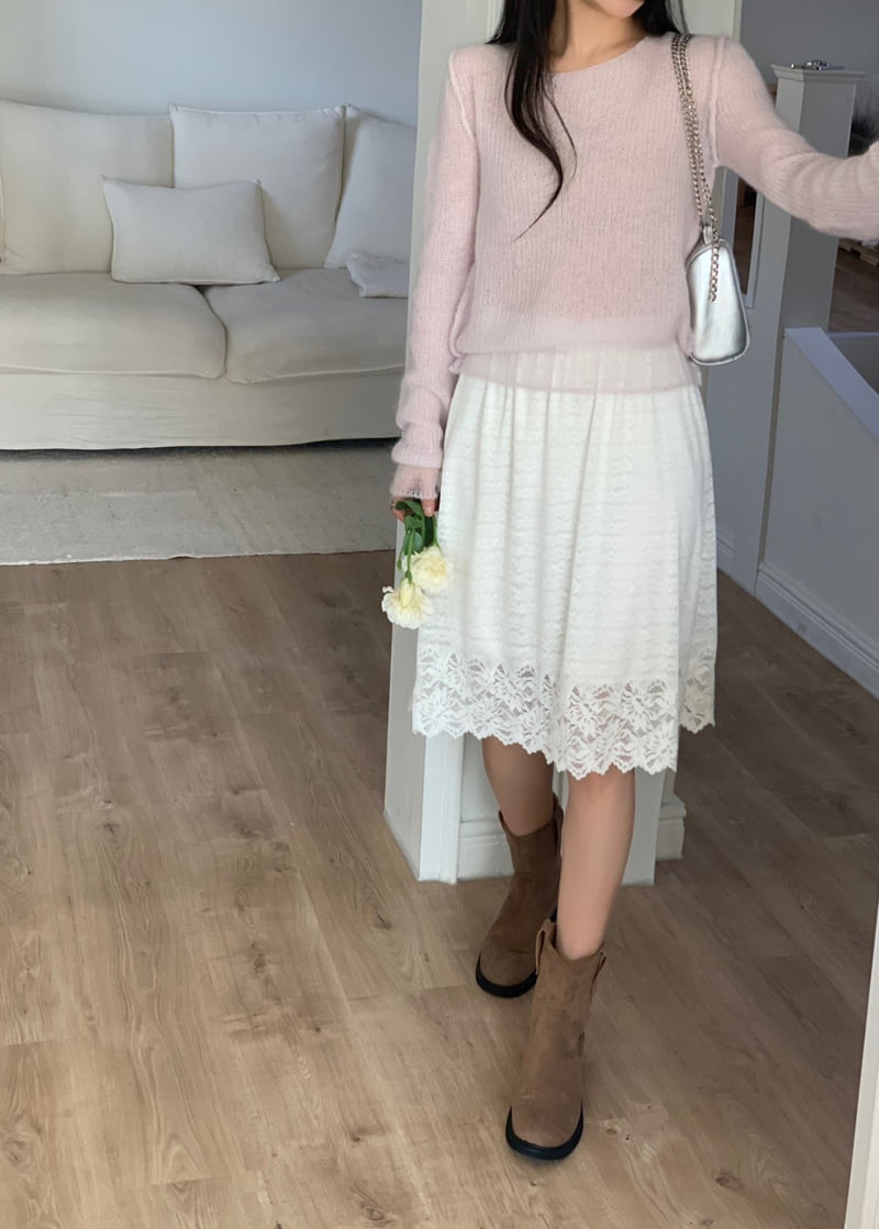 Afarrier - Korean Women Fashion - #womensfashion - Flower Lace Skirt - 2