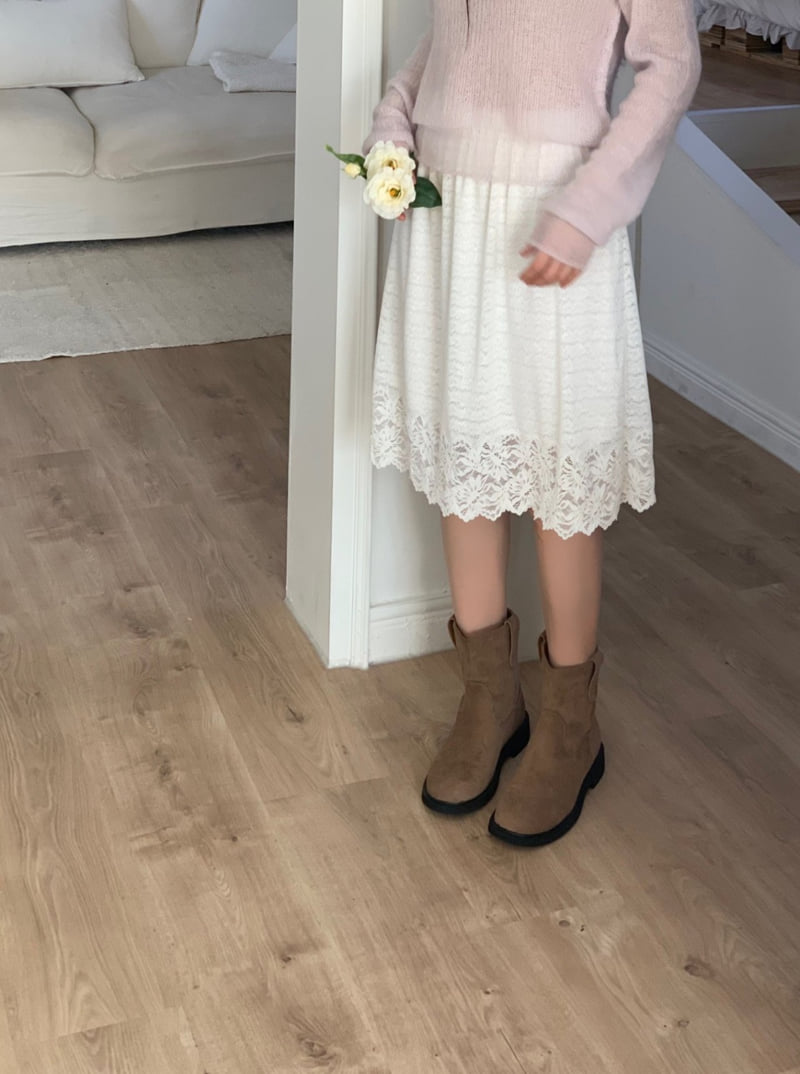 Afarrier - Korean Women Fashion - #womensfashion - Flower Lace Skirt - 6