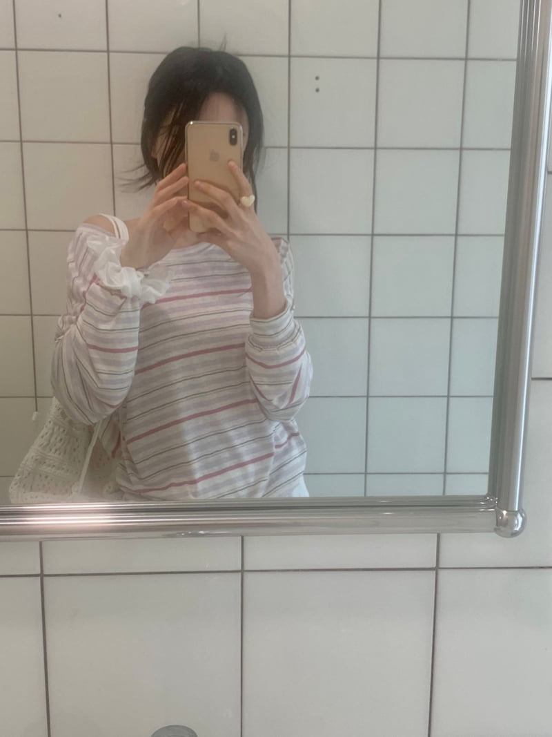 Afarrier - Korean Women Fashion - #womensfashion - Powder Striped Sweatshirt - 3