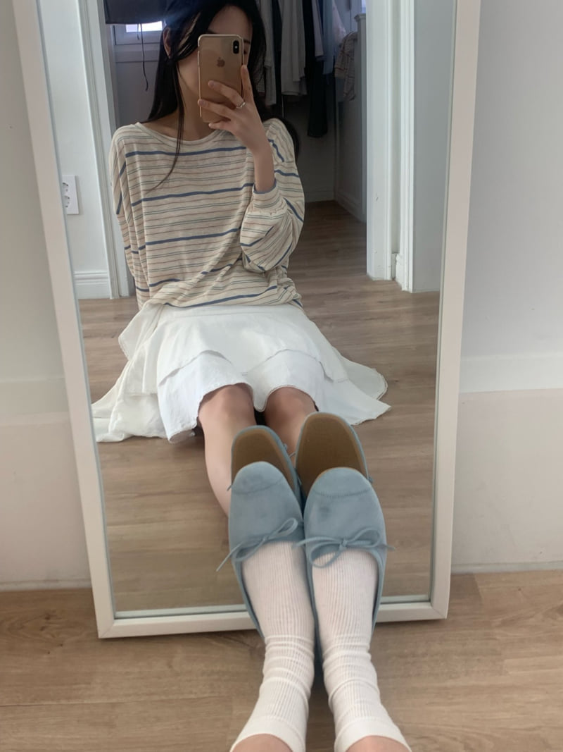 Afarrier - Korean Women Fashion - #womensfashion - Powder Striped Sweatshirt - 5