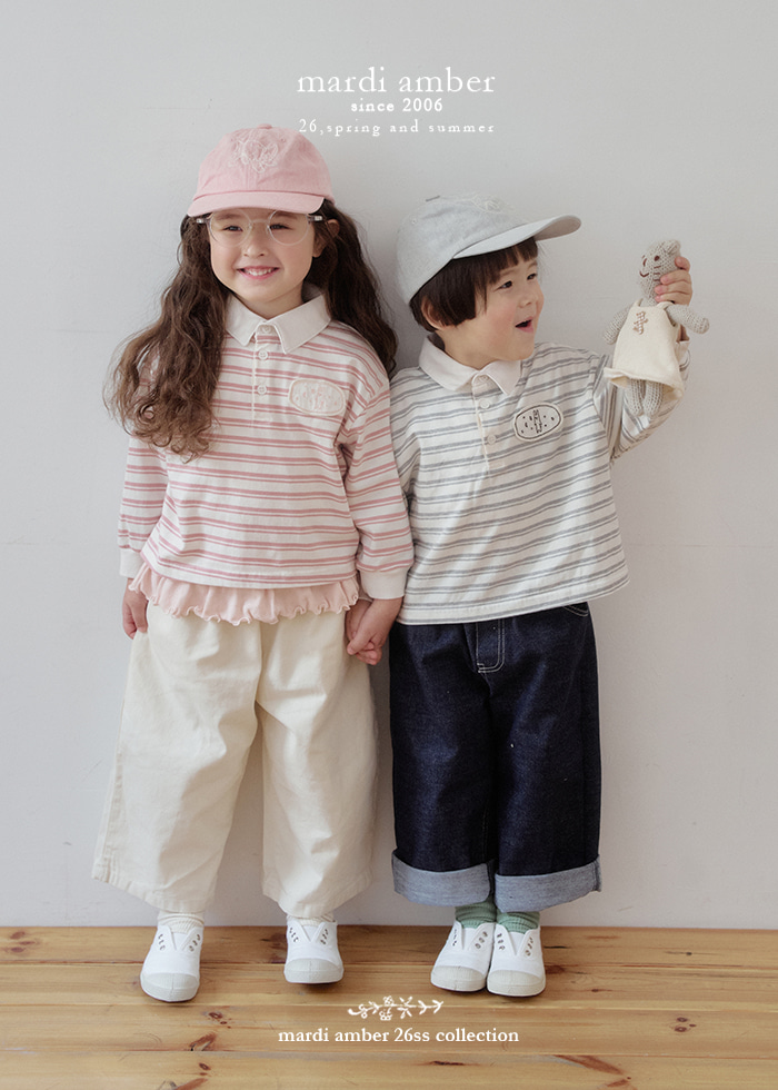 Amber - Korean Children Fashion - #Kfashion4kids - Biscuit Rugby Tee