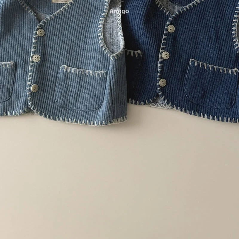Amigo - Korean Baby Fashion - #babygirlfashion - Denim Melo Vest - 5