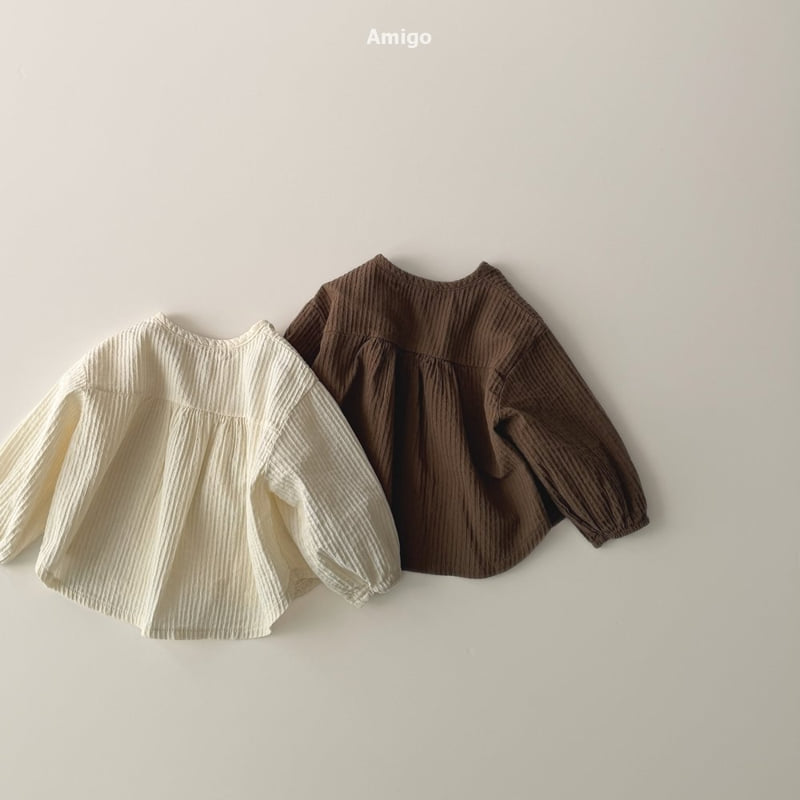 Amigo - Korean Baby Fashion - #babyoutfit - Round Shirring Shirt - 8