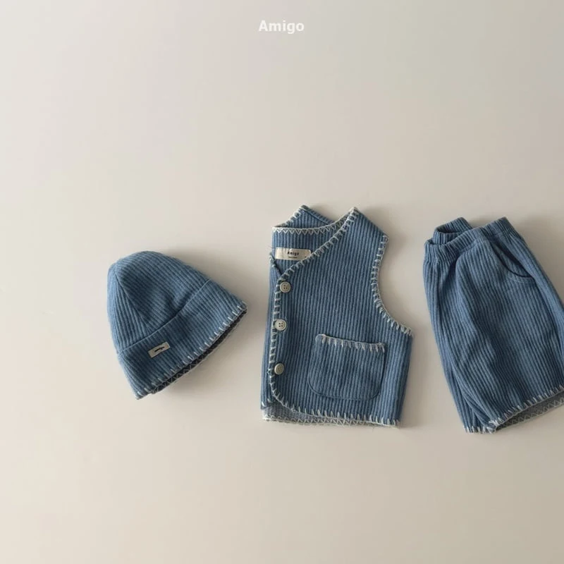 Amigo - Korean Baby Fashion - #onlinebabyboutique - Denim Melo Vest - 12