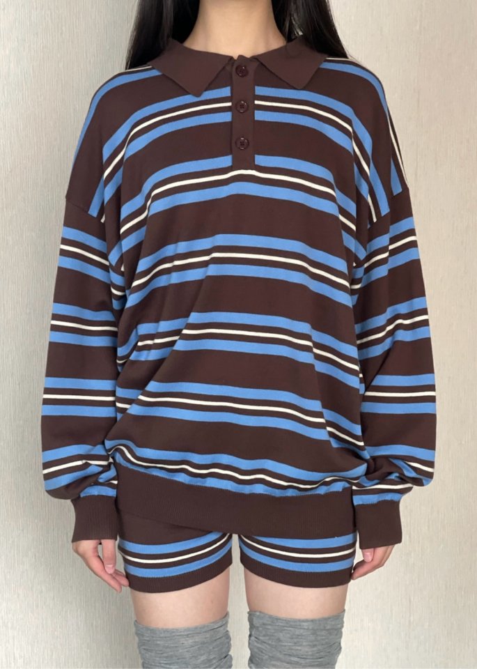 Another Avenue - Korean Women Fashion - #momslook - French Stripe Collar Knit - 10