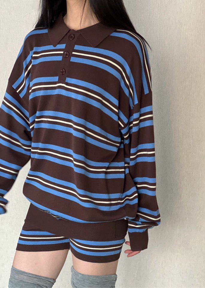 Another Avenue - Korean Women Fashion - #momslook - French Stripe Collar Knit - 8