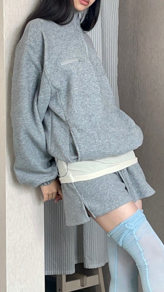Another Avenue - Korean Women Fashion - #momslook - Terry Poly Half-Zip - 11