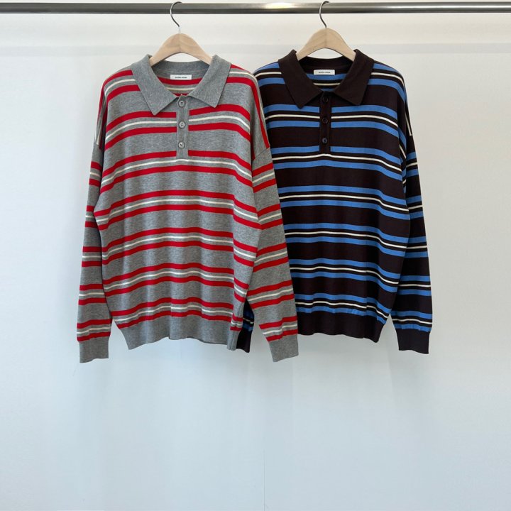 Another Avenue - Korean Women Fashion - #womensfashion - French Stripe Collar Knit