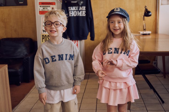 Apple Smile - Korean Children Fashion - #childofig - Denim Sweatshirt - 6