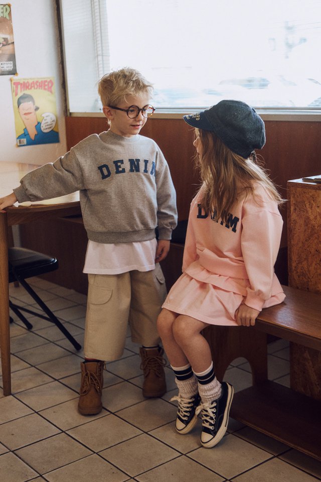 Apple Smile - Korean Children Fashion - #designkidswear - Denim Sweatshirt - 8