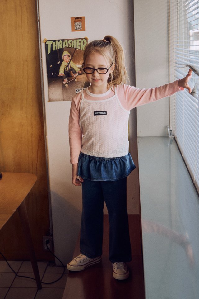 Apple Smile - Korean Children Fashion - #kidsstore - Frill Jeans - 2