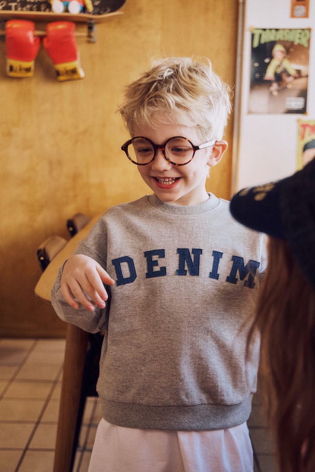 Apple Smile - Korean Children Fashion - #littlefashionista - Denim Sweatshirt