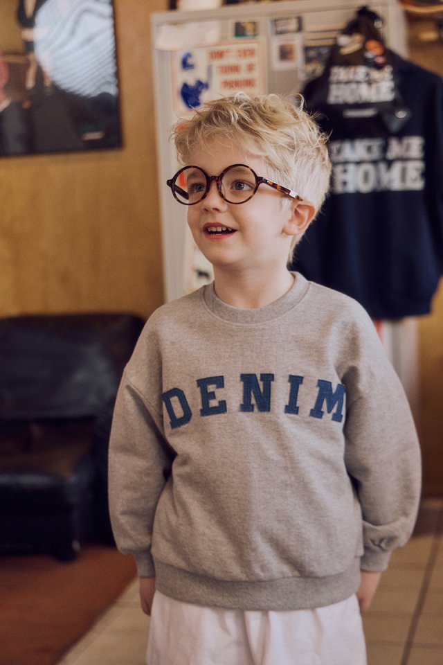 Apple Smile - Korean Children Fashion - #minifashionista - Denim Sweatshirt - 3