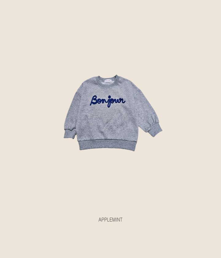 Applemint - Korean Children Fashion - #Kfashion4kids - Bonjour Handle Embroidered Sweatshirt - 8