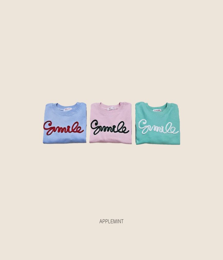 Applemint - Korean Children Fashion - #childofig - Smile Handle Embroidered Sweatshirt