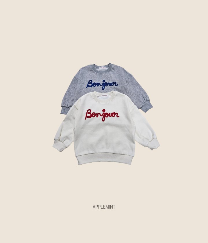 Applemint - Korean Children Fashion - #childrensboutique - Bonjour Handle Embroidered Sweatshirt