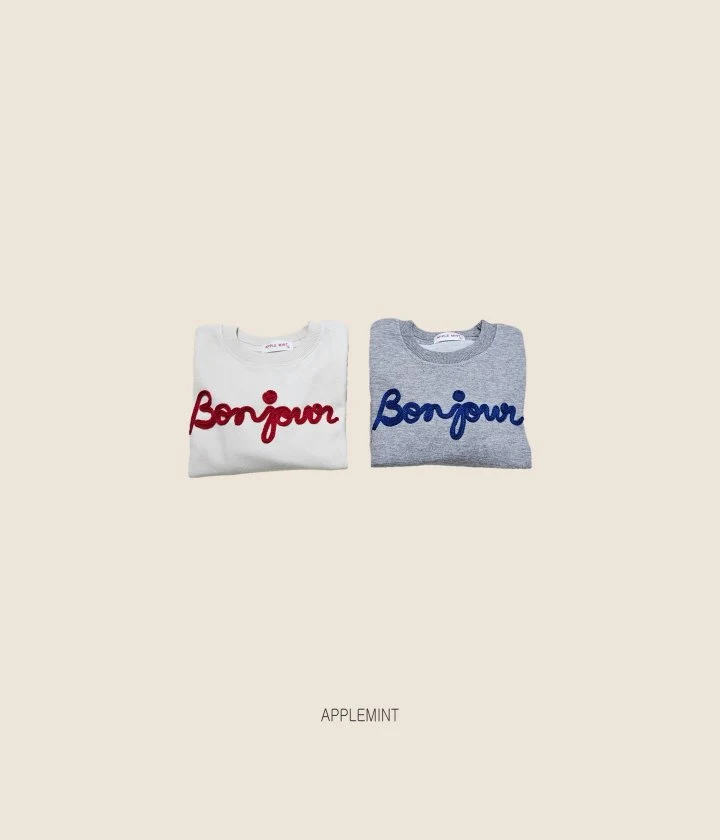 Applemint - Korean Children Fashion - #designkidswear - Bonjour Handle Embroidered Sweatshirt - 2