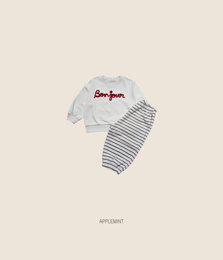Applemint - Korean Children Fashion - #discoveringself - Bonjour Handle Embroidered Sweatshirt - 3
