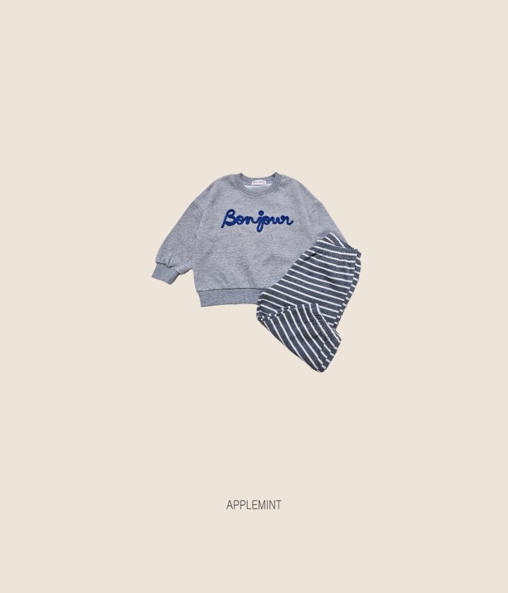 Applemint - Korean Children Fashion - #discoveringself - Bonjour Handle Embroidered Sweatshirt - 4