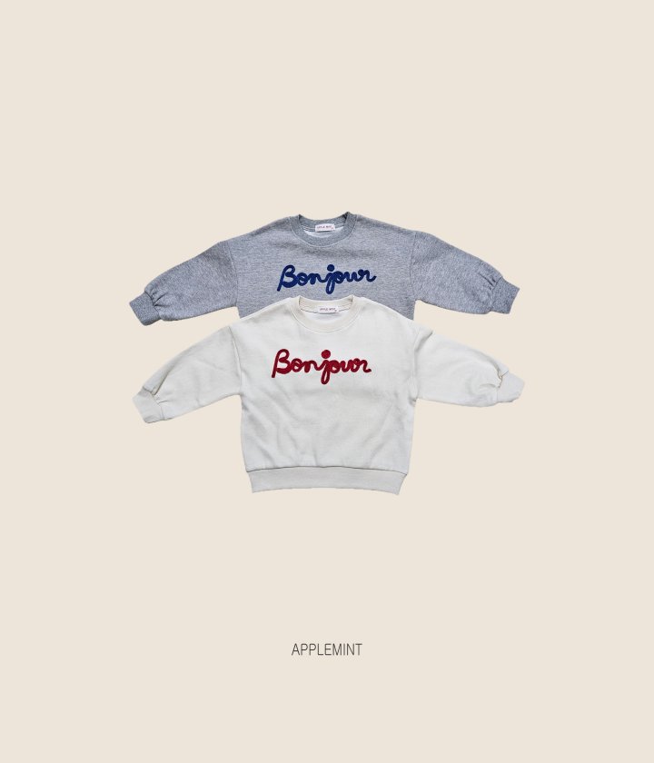 Applemint - Korean Children Fashion - #kidsstore - Bonjour Handle Embroidered Sweatshirt - 6